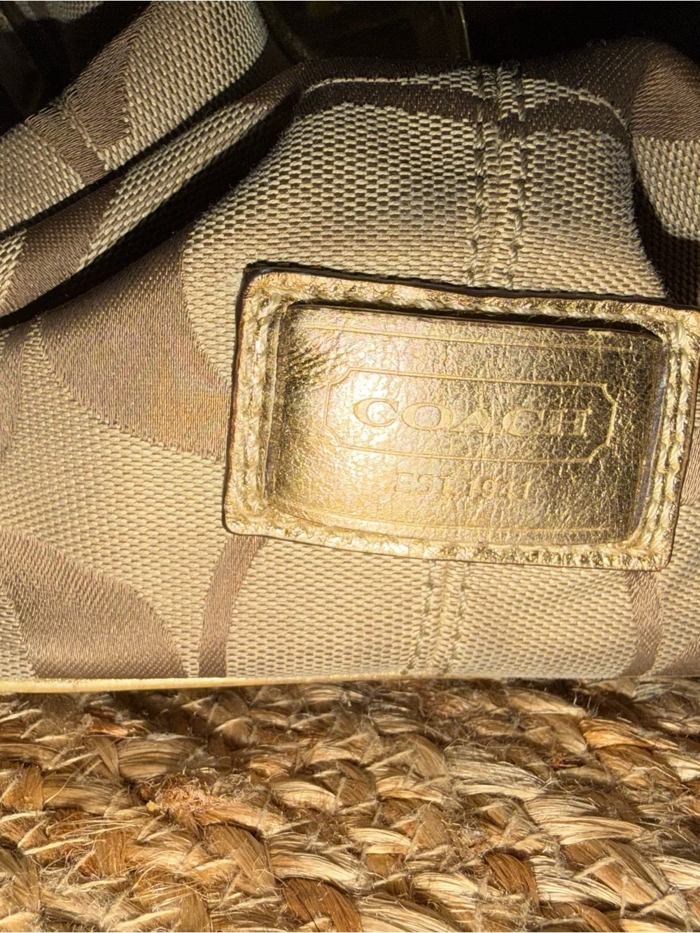 Coach Vintage Signature Kiss-Lock Framing Metallic Gold Carryall Tote